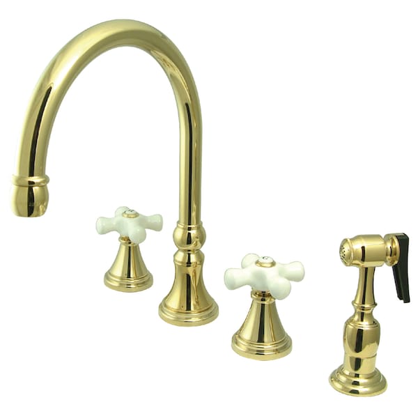 Kingston Brass Widespread Kitchen Faucet, Polished Brass KS2792PXBS - main